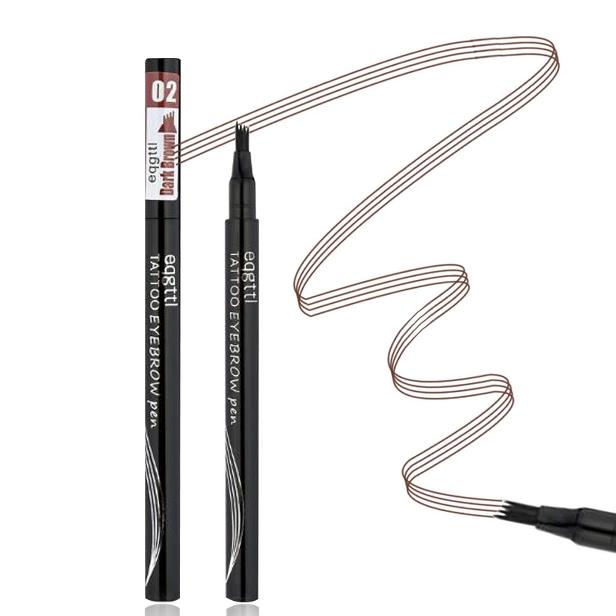 Eyebrow Tattoo Pen- Waterproof Microblading Eyebrow Pencil with Micro-Fork Tip Applicator Creates Daily Natural Brows Makeup Effortlessly (Drak Brown)