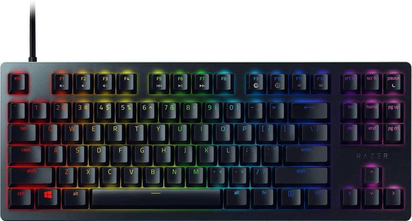 Razer Huntsman Tournament Edition (Red Switch) Gaming Keyboard without Numeric Keypad (Linear Optical Switches, Doubleshot PBT Keycaps, Removable USB-C Cable) QWERTY US Layout