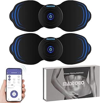 MASTOGO Wireless Tens Unit Muscle Stimulator - Two Sets of Tens Unit Massager for Pain Relief - Up to 12 Mode 20 Intensity Portable with App Controlled Bluetooth TENS EMS Muscle Stimulator Machine