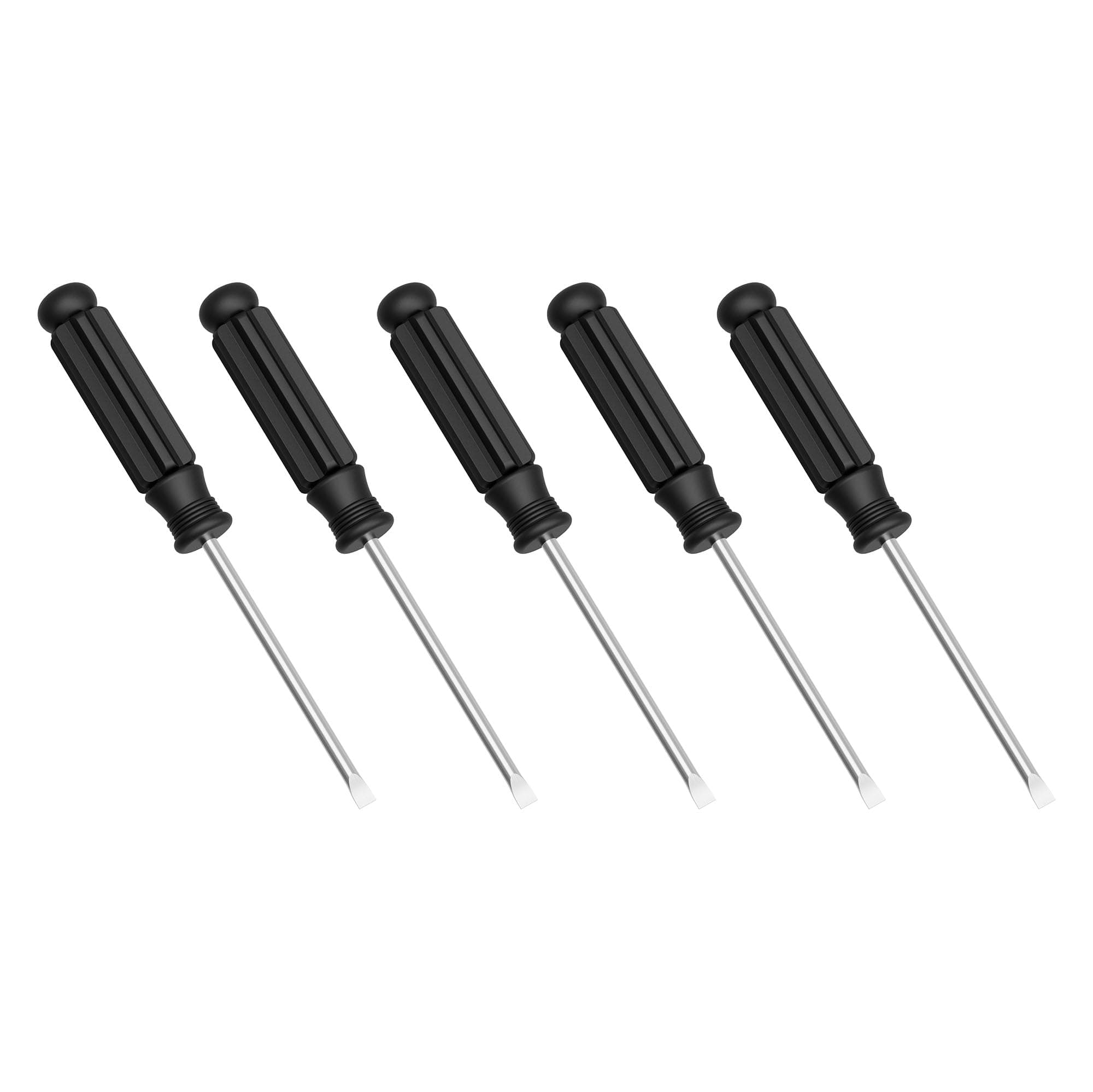 5PCS Mini Slotted Screwdriver, 2.5mm Flat Head for Watch Eyeglasses Electronics Toy Repair, Non-magnetic, 3.62"(92mm) Total Length (Black Handle)