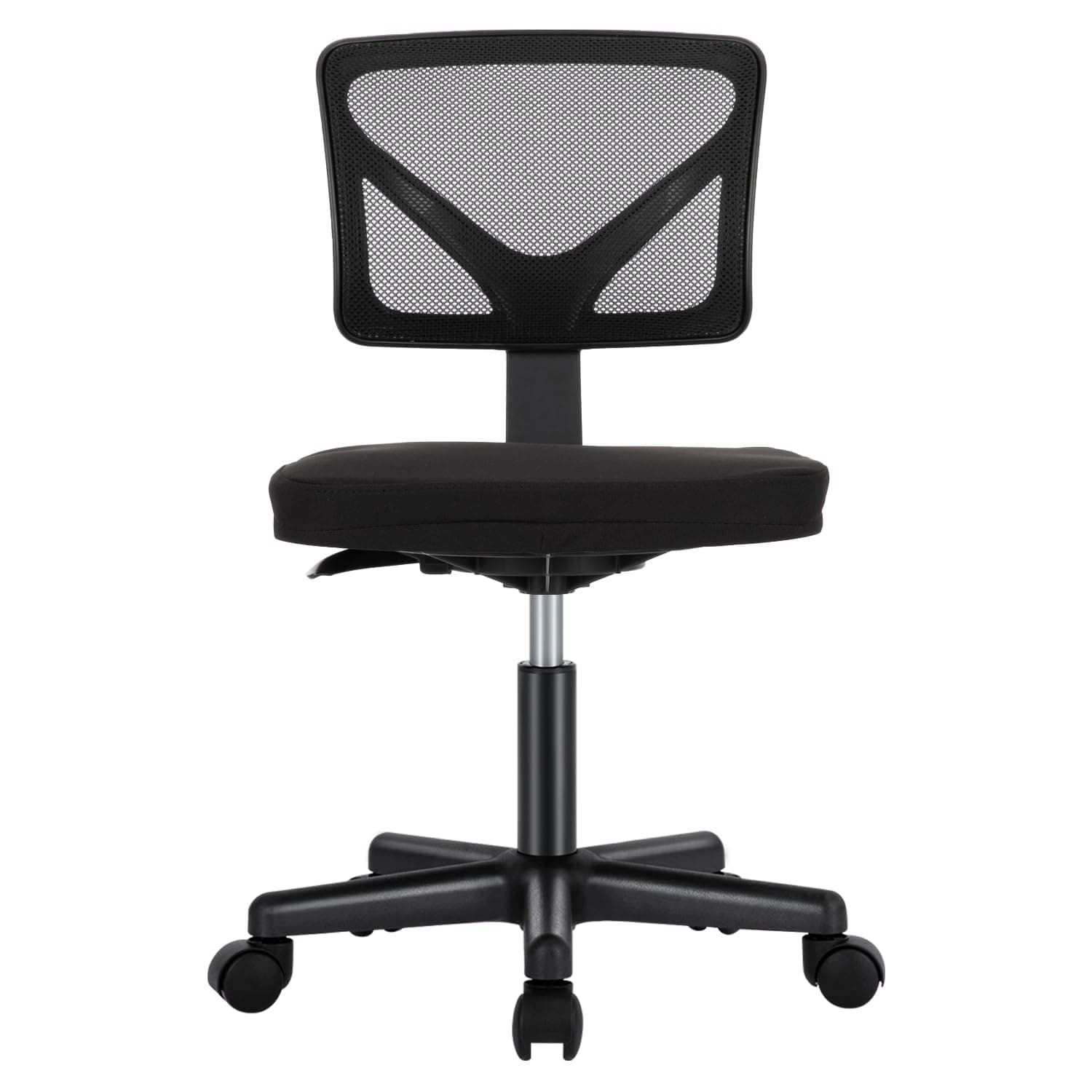 Office Computer Desk Chair, Ergonomic Low-Back Mesh Rolling Work Swivel Chairs with Wheels, Armless Comfortable Seat Lumbar Support for Home, Bedroom, Study, Student, Adults, Black
