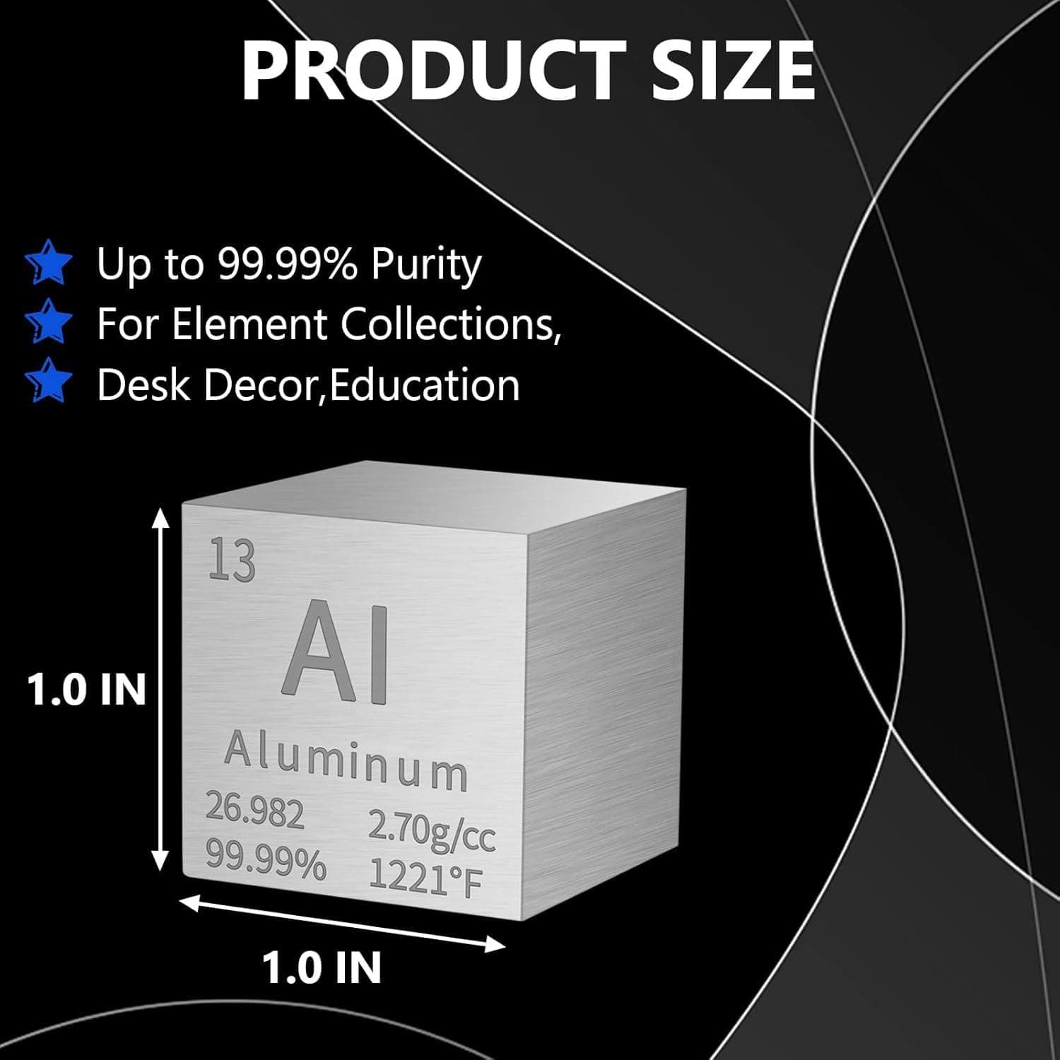 Aluminium Cube Metal Density Cubes Pure Metal High Density Element Cube for Element Collections Lab Experiment Material Hobbies DIY Teacher Science Creative Gift (AI 1inch)