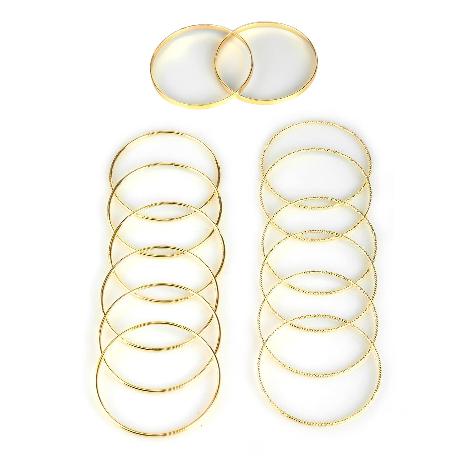 GroveEss14 PCS Gold Bangle Bracelet Set,Boho bangles for womens,Stackable Glossy Metal Bangles,Vintage Smooth Layered Charm hand jewellery for Wedding Party