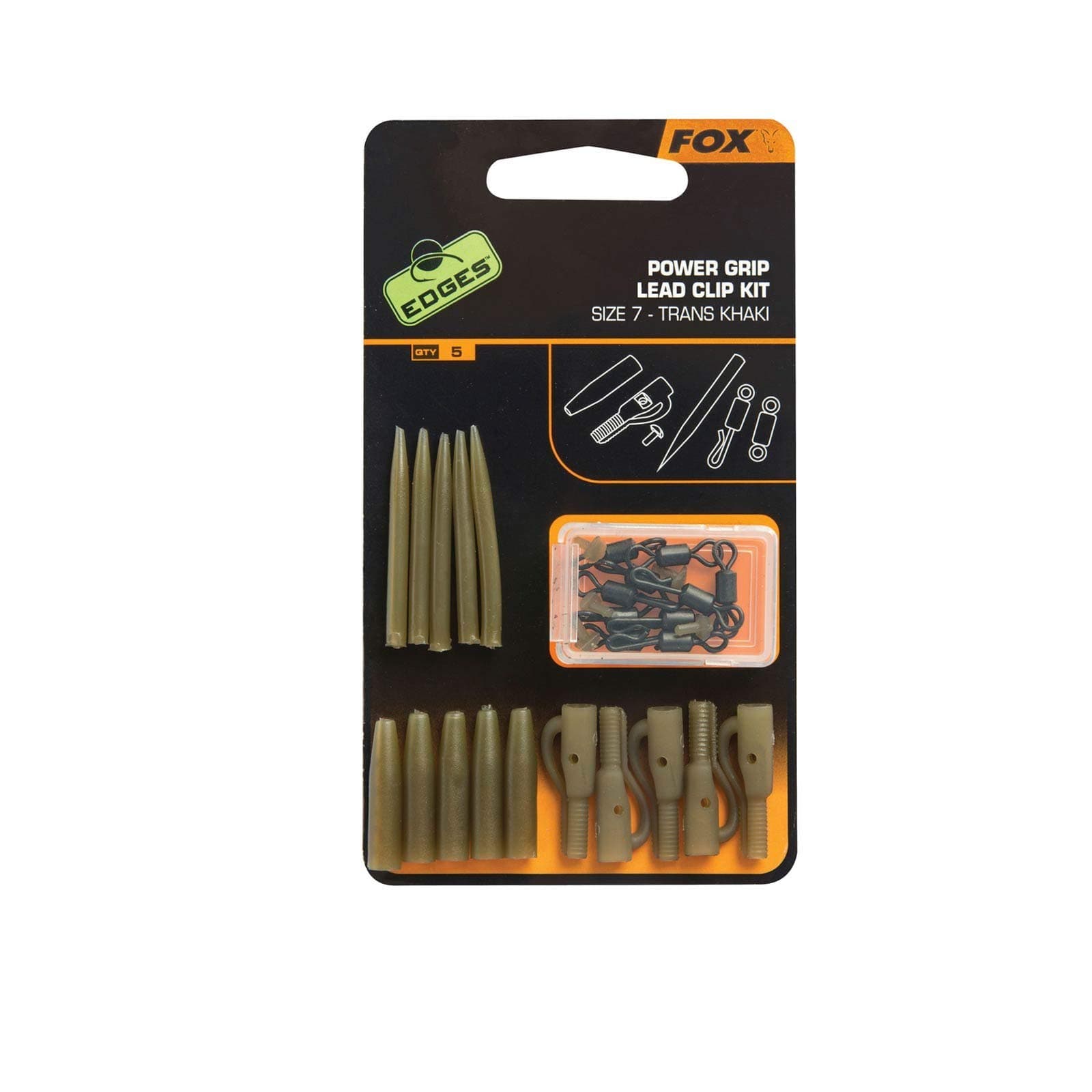 Fox Edges Surefit Lead Clip Kit - 5 Clips for Carp Fishing, for Carp Fishing, Hanger for Carp Lead