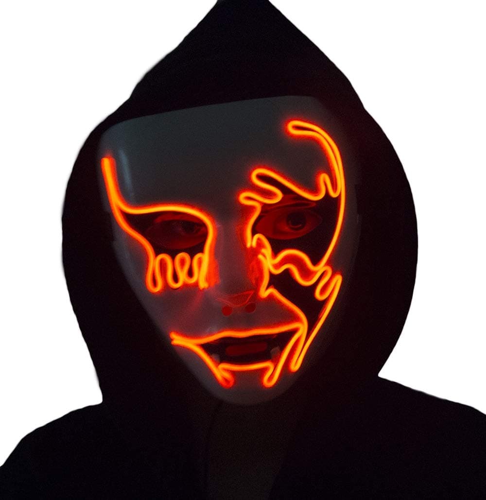 LED Light up Halloween Scary Mask (Red)