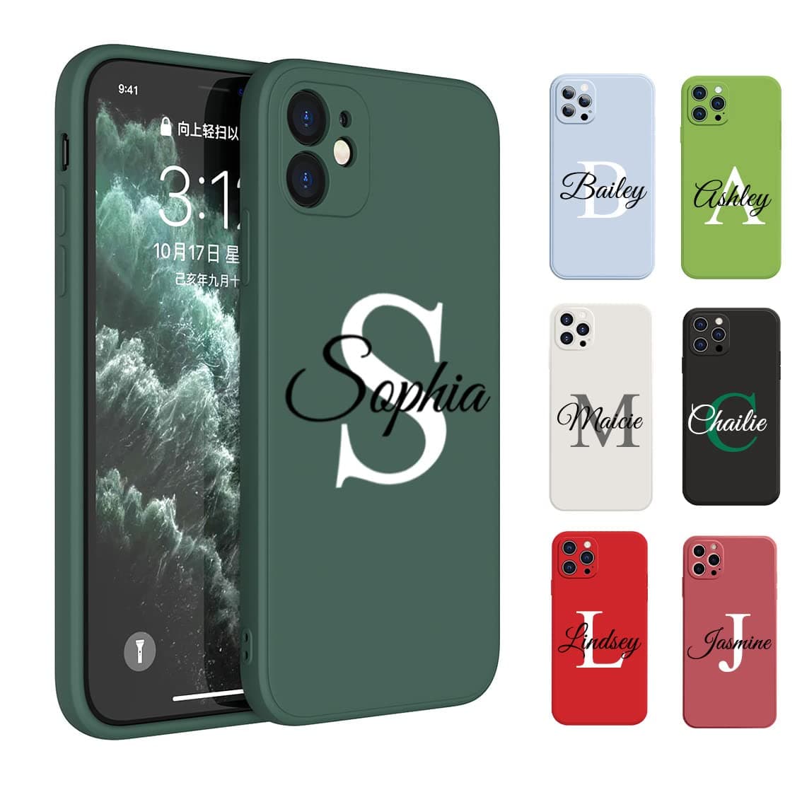 BOSTEPY Custom Case for iPhone 17 Air 16 15 14 13 12 Pro Max 11 mini Xr Xs X 7 8 Plus SE 6, Customize Personalized Name Handwritten Style Premium Liquid Silicone Rubber Phone Cover