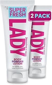 Body Powder Lotion and Deodorant for Women Aluminum Free Powder Cream for Privates Underboob Thighs and Skinfolds Jasmine Rose Scent Feminine Care 2 Pack 4 oz Tubes for Daily Freshness and Comfort