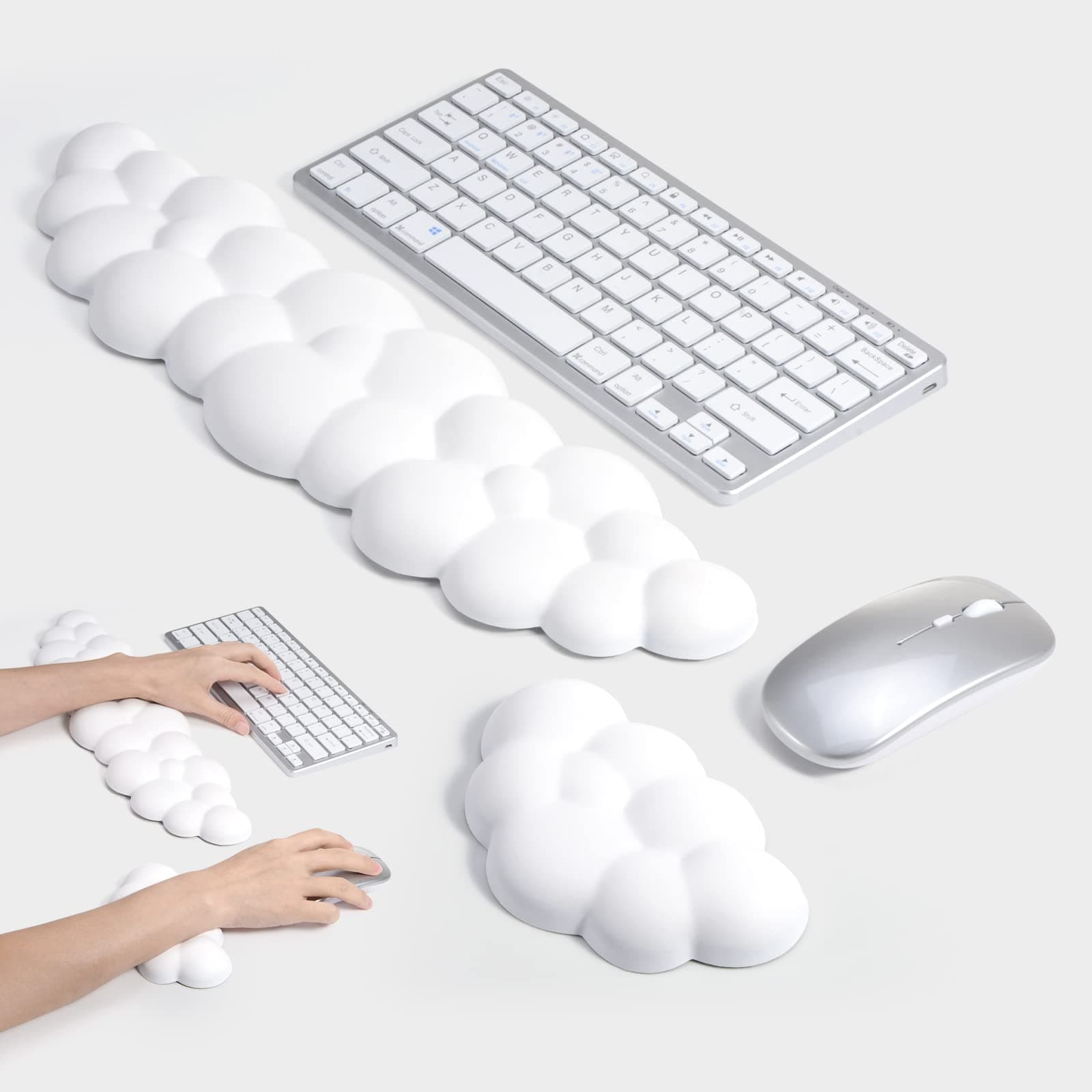 Keyboard Wrist Rest Set Cute Cloud Shape Wrist Rest Support for Mouse Keyboard Computer Elbow Pad Arm Rest Mouse Wrist Cushion, Ergonomic Design for Typing Comfortably(Keyboard not Included)