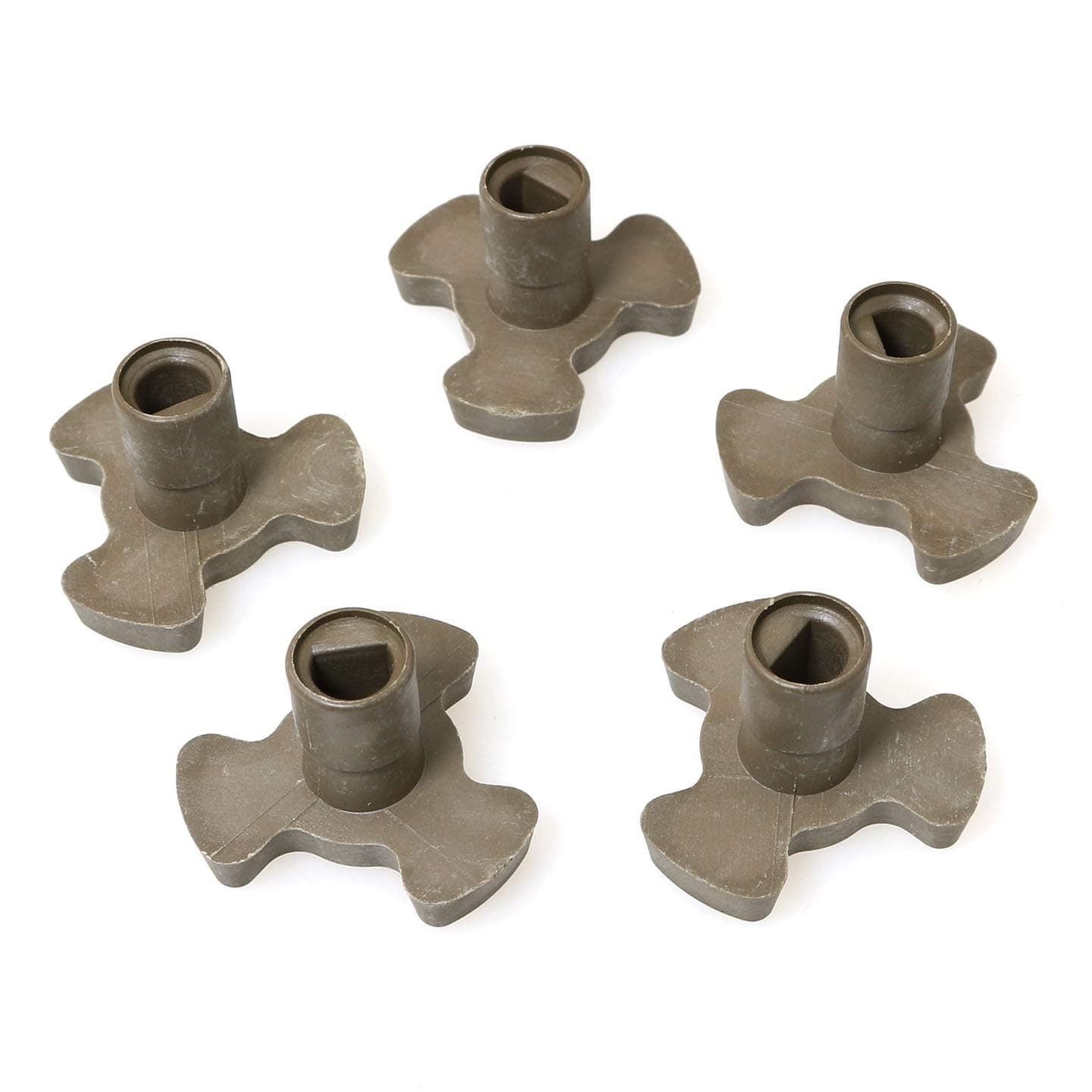 RLECS 5pcs Microwave Turntable Coupler Plate Support Stand Drive Cog Tools 0.63 Inch Microwave Shaft Short Type, Brown