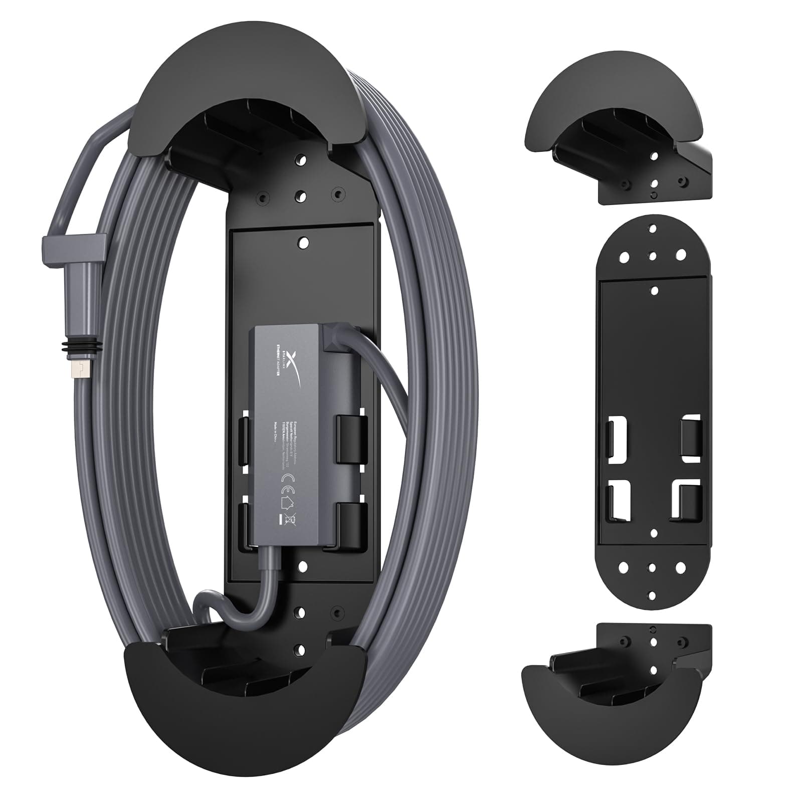Starlink Gen 3 Ethernet Cable Caddy, Star Link Mounting Kit ABS Stability Starlinks Gen 3 Cord Management Accessories for Star Link Cable and Starling V2 Ethernet Adapter(Black)