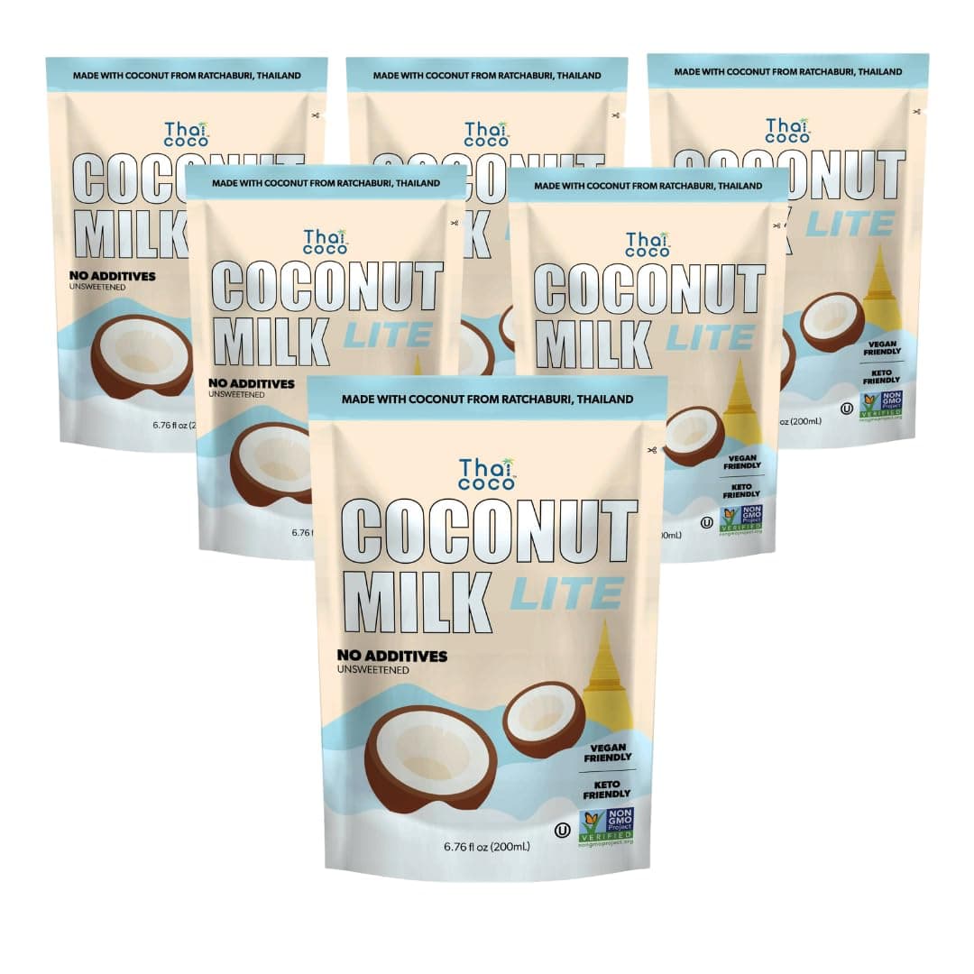 Thai Coco - Lite Coconut Milk Unsweetened - 6.76 fl. oz. 6 Pk