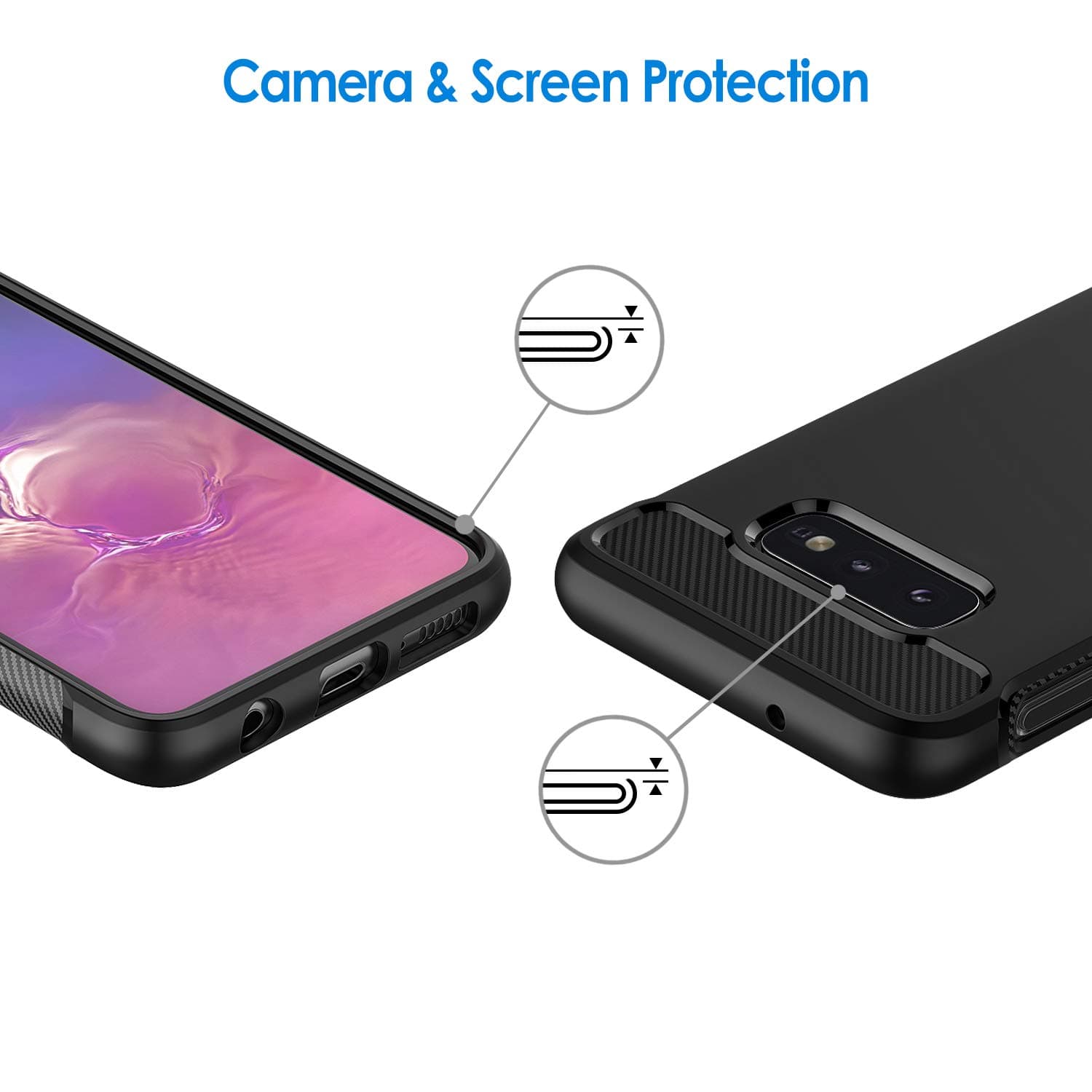 JETech Slim Fit Case for Samsung Galaxy S10e, Thin Phone Cover with Shock-Absorption and Carbon Fiber Design (Black)