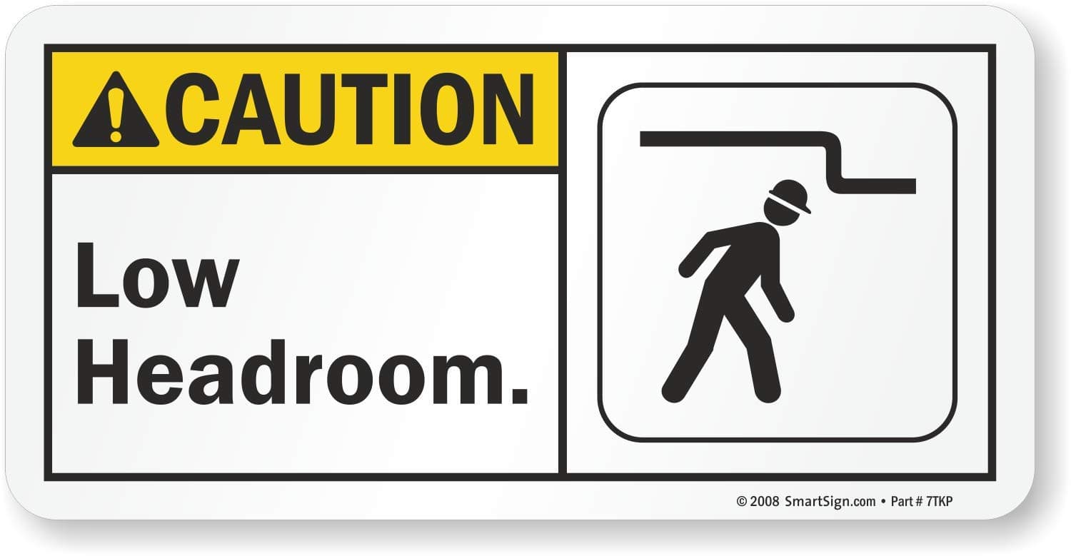 SmartSign "Caution - Low Headroom" Label | 5" x 10" Laminated Vinyl