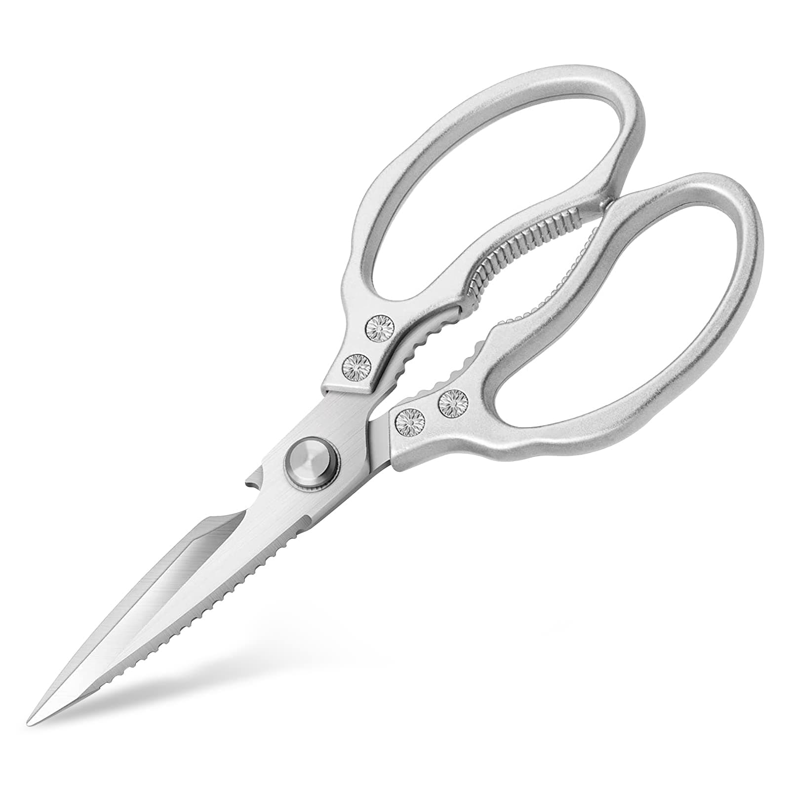 Kitchen Scissors Heavy Duty, Dishwasher Safe Kitchen Scissors, Multi-Purpose Kitchen Shears for Food, Non Slip Stainless Steel Sharp Cooking Scissors, Silver