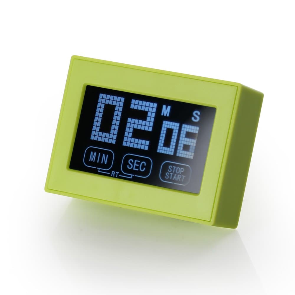 WeighX KT392 Digital Countdown Count Up Kitchen Timer Alarm Touch Screen Magnetic Backing 99'59 LCD Backlit Sport Stopwatches Large Display Screen Loud Sounding Alarm Common Cook Pomodoro (Green)