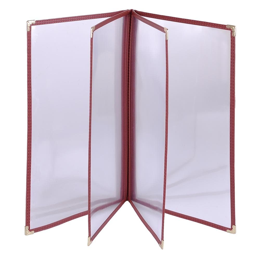 Restaurant Menu Holders Booklet Style 8-Views 20 Pcs 8.5" X 14" Burgundy