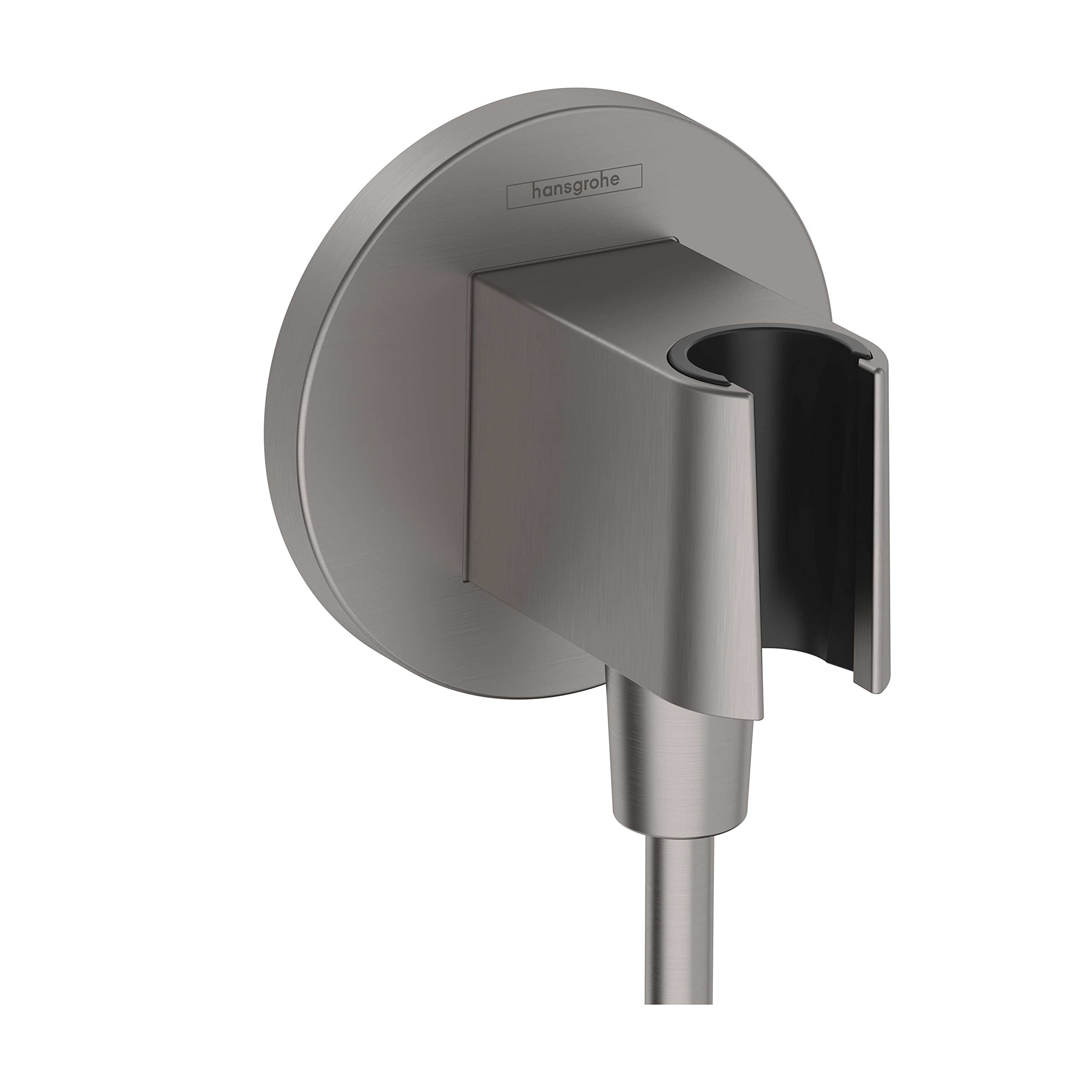 Handheld Shower Wall Outlet 1/2-inch Thread Connection in Brushed Black Chrome, 26888341