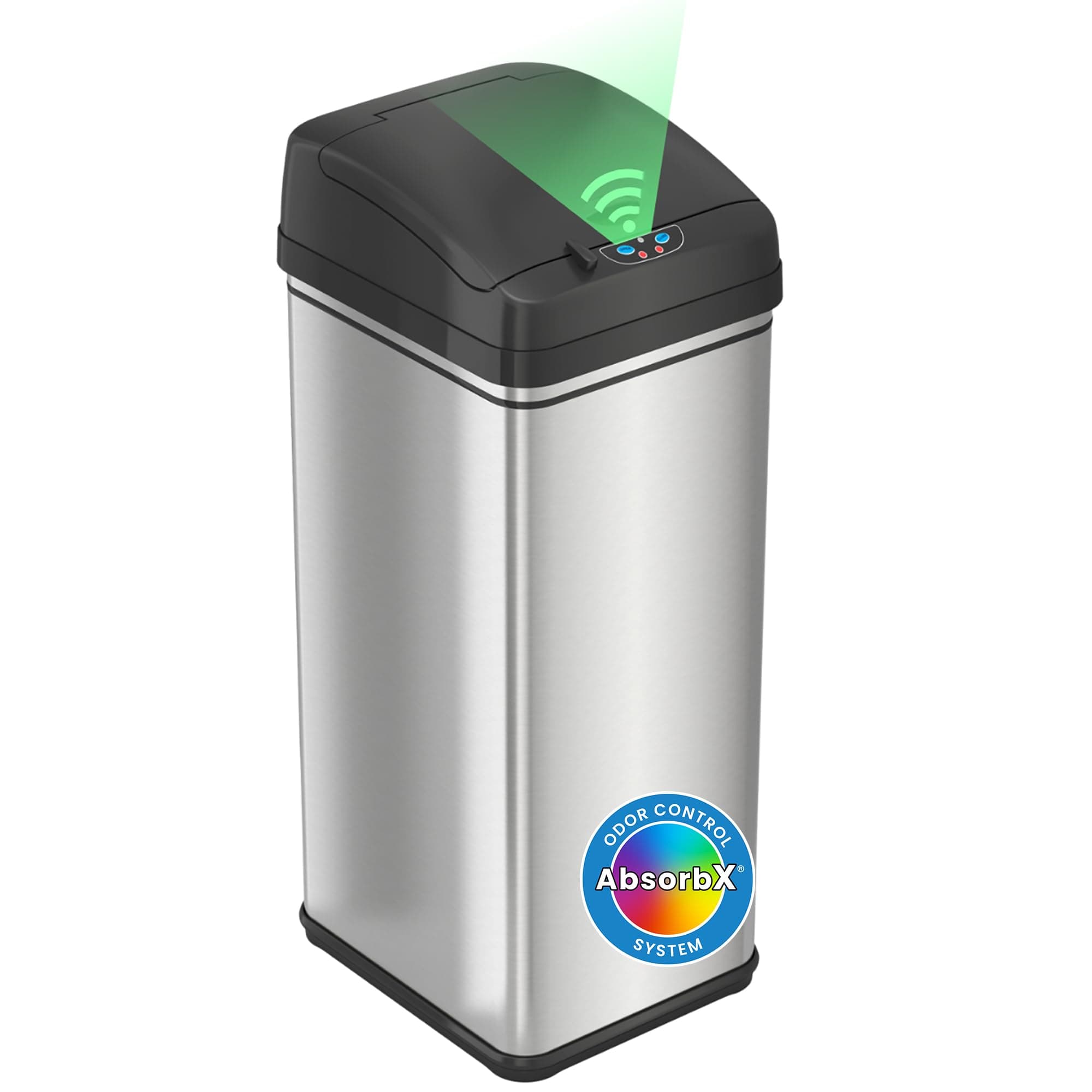 iTouchless 13 Gallon Patented Sensor Trash Can with Lid & Odor Filter, Original Inventor 50L Automatic Kitchen Garbage Bin, Fingerprint-Proof Stainless Steel, Pet-Proof Lock, Soft-Close, Silver