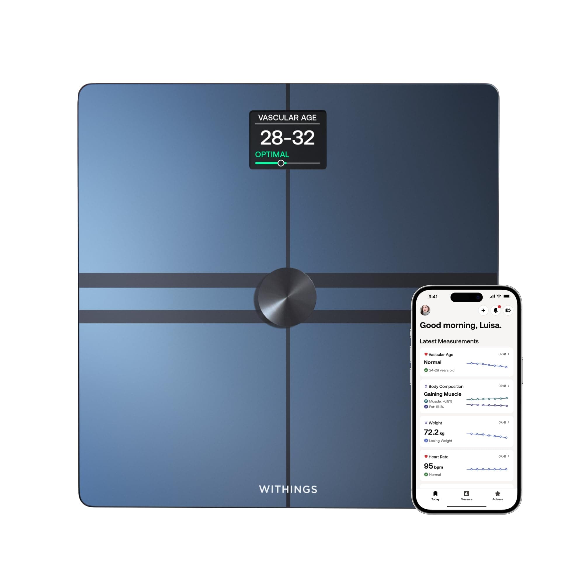 Body Comp -Advanced smart body scale with body composition- BMI, visceral fat readings, Cardiovascular and nerve health assessment, Battery life upto 15 months and upto 8 users- Black.