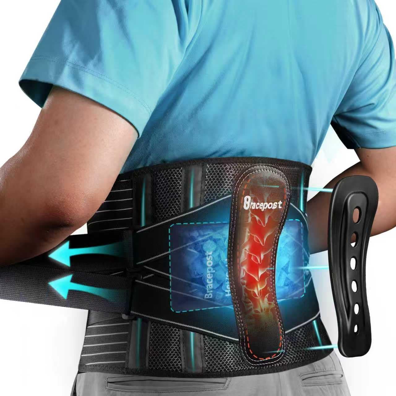 Back Brace for Lower Back Pain,Reusable Ice Pack for Injuries Lumbar Support Belt for Men Women,Bionic Spine Design Back Brace with Cold Pad for Sciatica Herniated Disc,M
