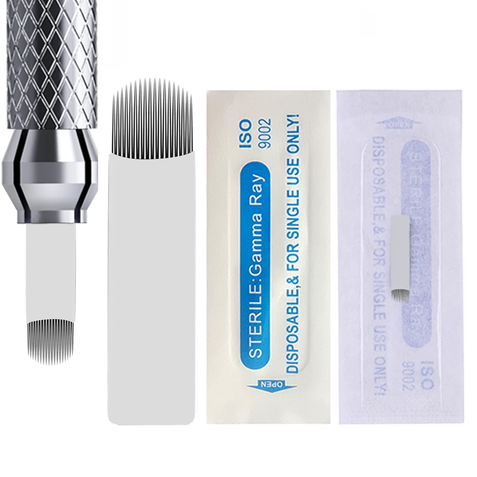 50Pcs Disposable Eyebrow Microblading Needles,Lip Tattooing Microblades Permanent Makeup Blades for Single Use Only (18needle)