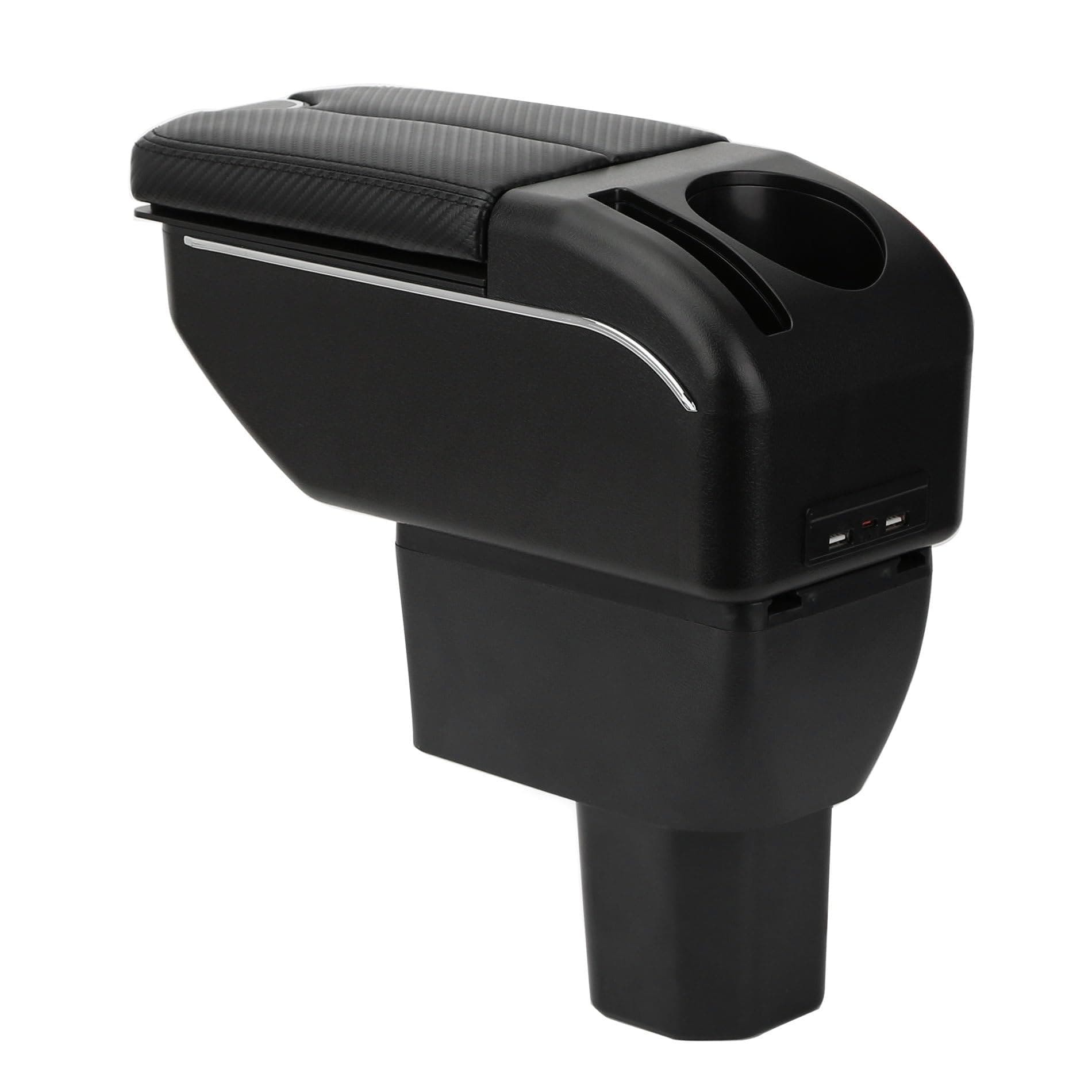 Armrest Compatible with Suzuki Ignis 2017-2025 Center Console Organizer Box Double Door Style Usable for Elbow Support （Carbon Fiber Style）