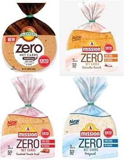 Mission Guerrero Zero Carb 0g Net Carbs - Keto Certified - 4.5" Street Taco - 14 Count, 8.89 oz. - Keto Friendly Low Carb Tortillas Variety Pack - Flour/Sun Dried Tomato/Chipotle/Sriracha Ranch - 4 Packs