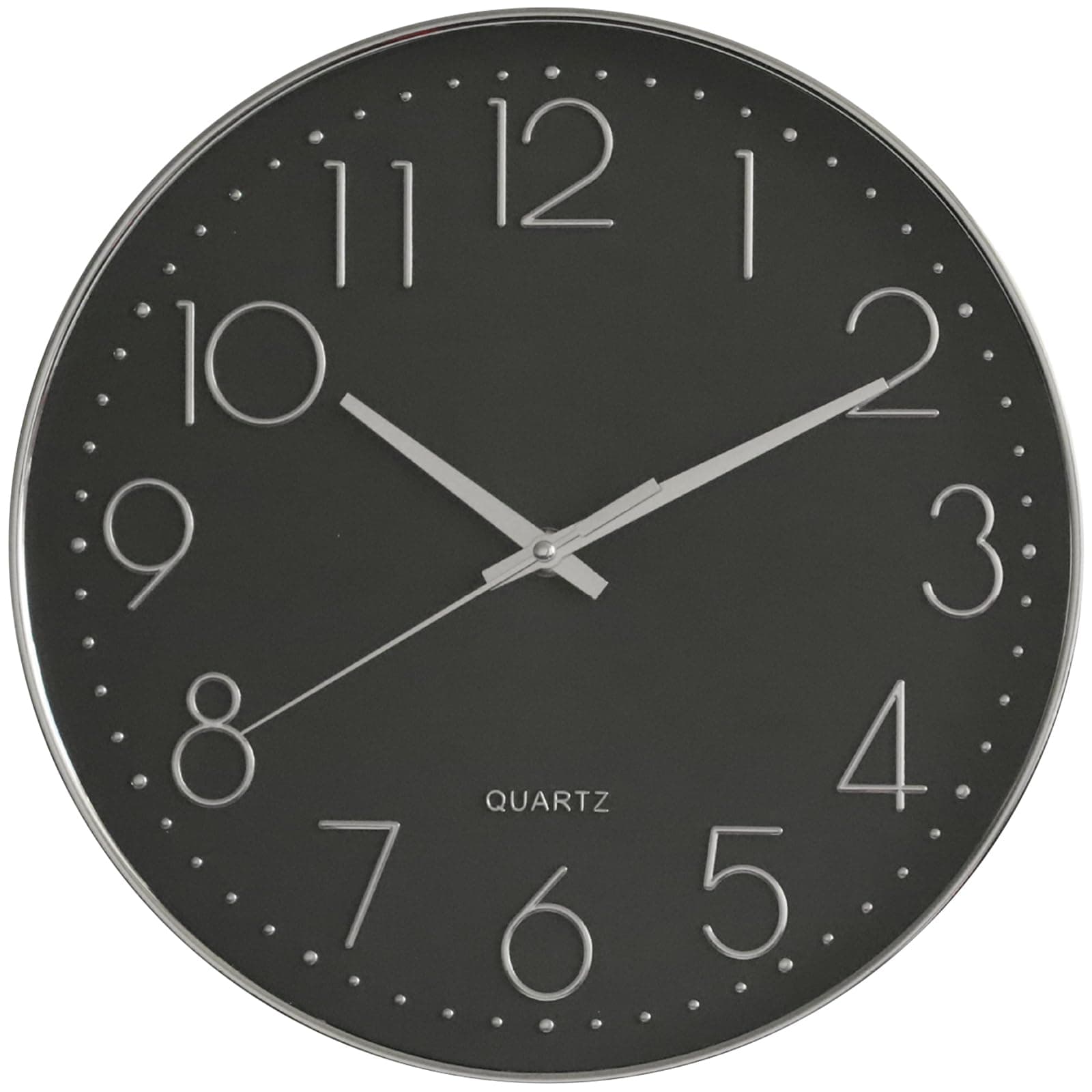 Wall Clock, Modern Wall Clock 12 Inch Silent Non-Ticking, Wall Clocks Battery Operated, Large Wall Clocks Round Easy to Read, Simple Style Decor Clock for Living Room, Office (Black)