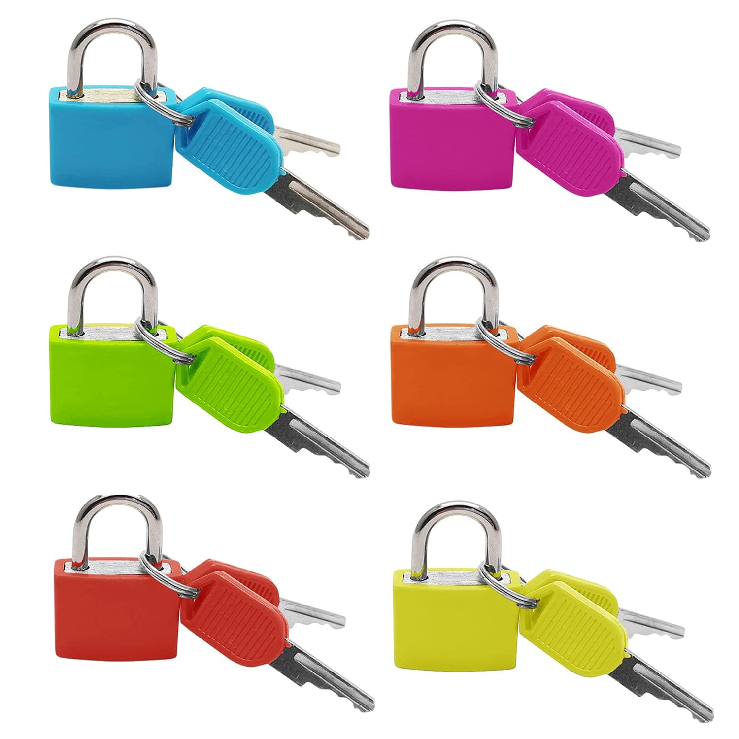 BallHull Suitcase Lock with Keys, Multicolor Small Padlock for Backpacks, Laptop Bags, Boxes, Storage Cabinets, 6 Pcs