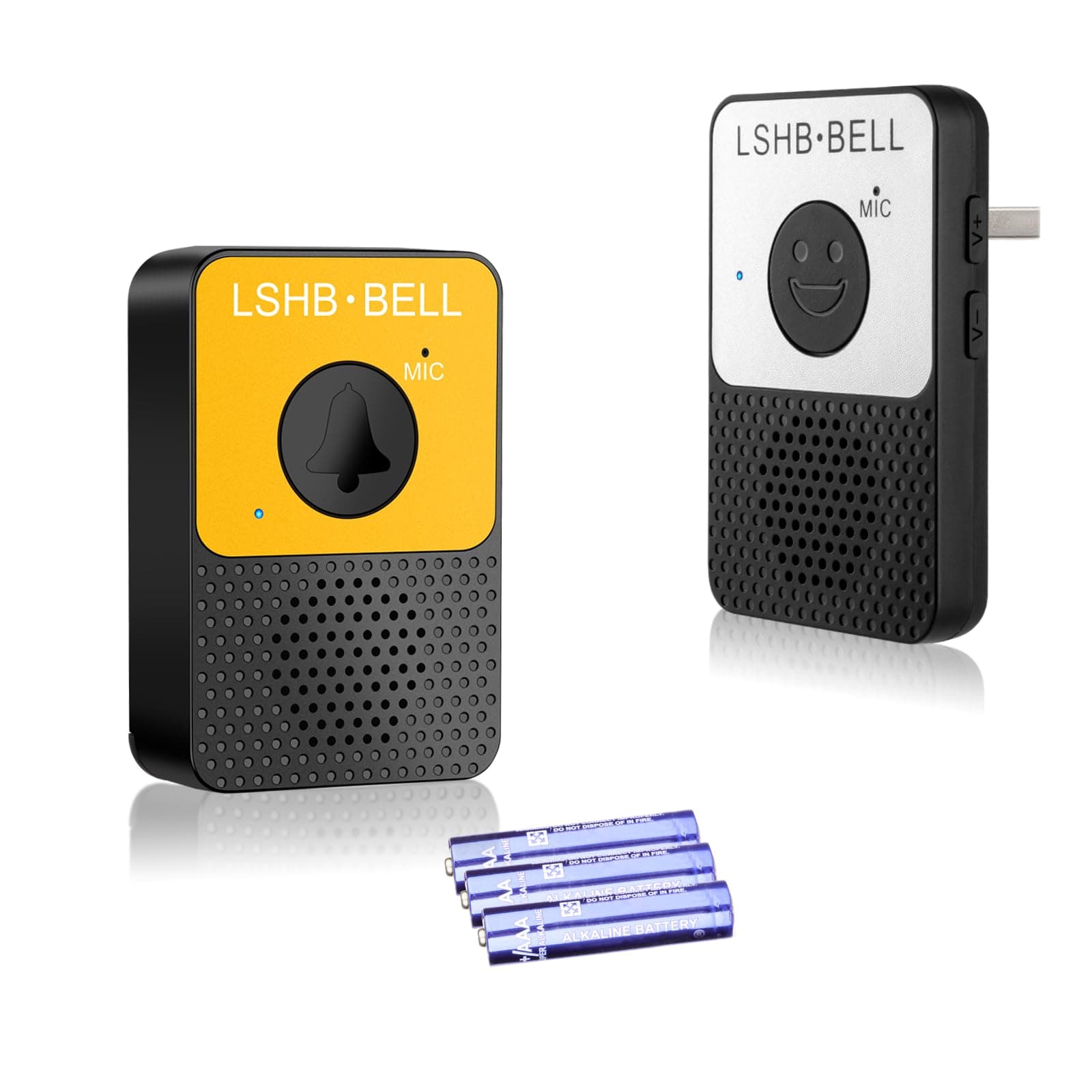 Wireless Doorbell, Full Duplex Intercom DoorBells Kit Hands-Free, 8 Volume Levels, 1000ft Range, Waterproof, LED Flash, Two-way Communication Doorbell with Chime for Home Office, Black