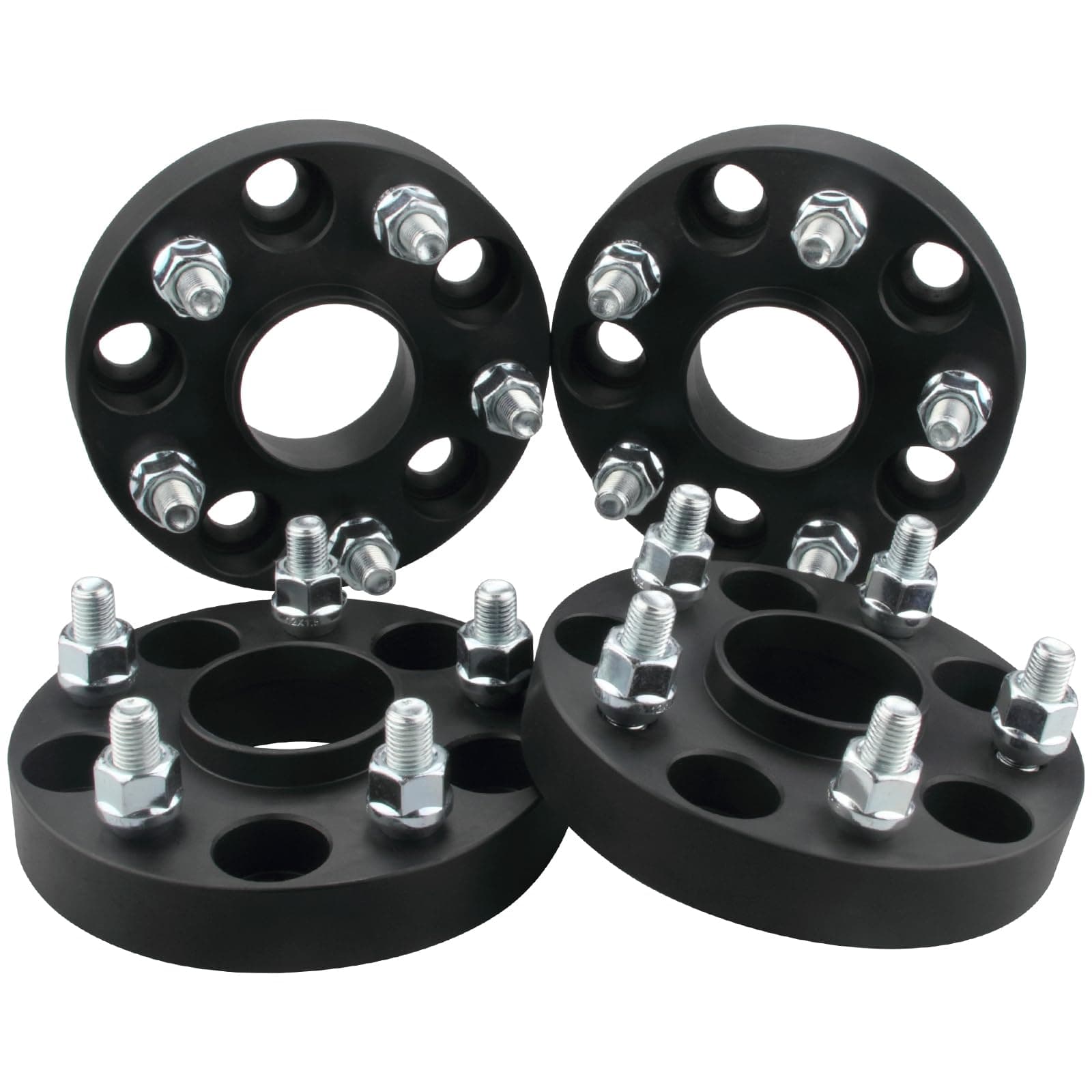DCVAMOUS 4PC Black 5x5 Hubcentric Wheel Spacers 1 Inch with 1/2" Studs Compatible with Jeep 5 Lug 5x127 for 2007-2018 JK Wrangler (Not JL) | 1999-2010 WJ WK Grand Cherokee | 2006-2010 XK Commander