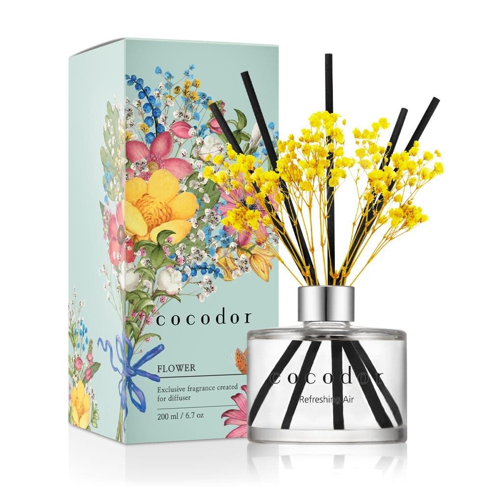 – Cocodor Preserved Real Flower Reed Diffuser/Refreshing Air / 6.7oz(200ml) / 1 Pack/Reed Diffuser Set, Oil Diffuser & Reed Diffuser Sticks, Home Decor & Office