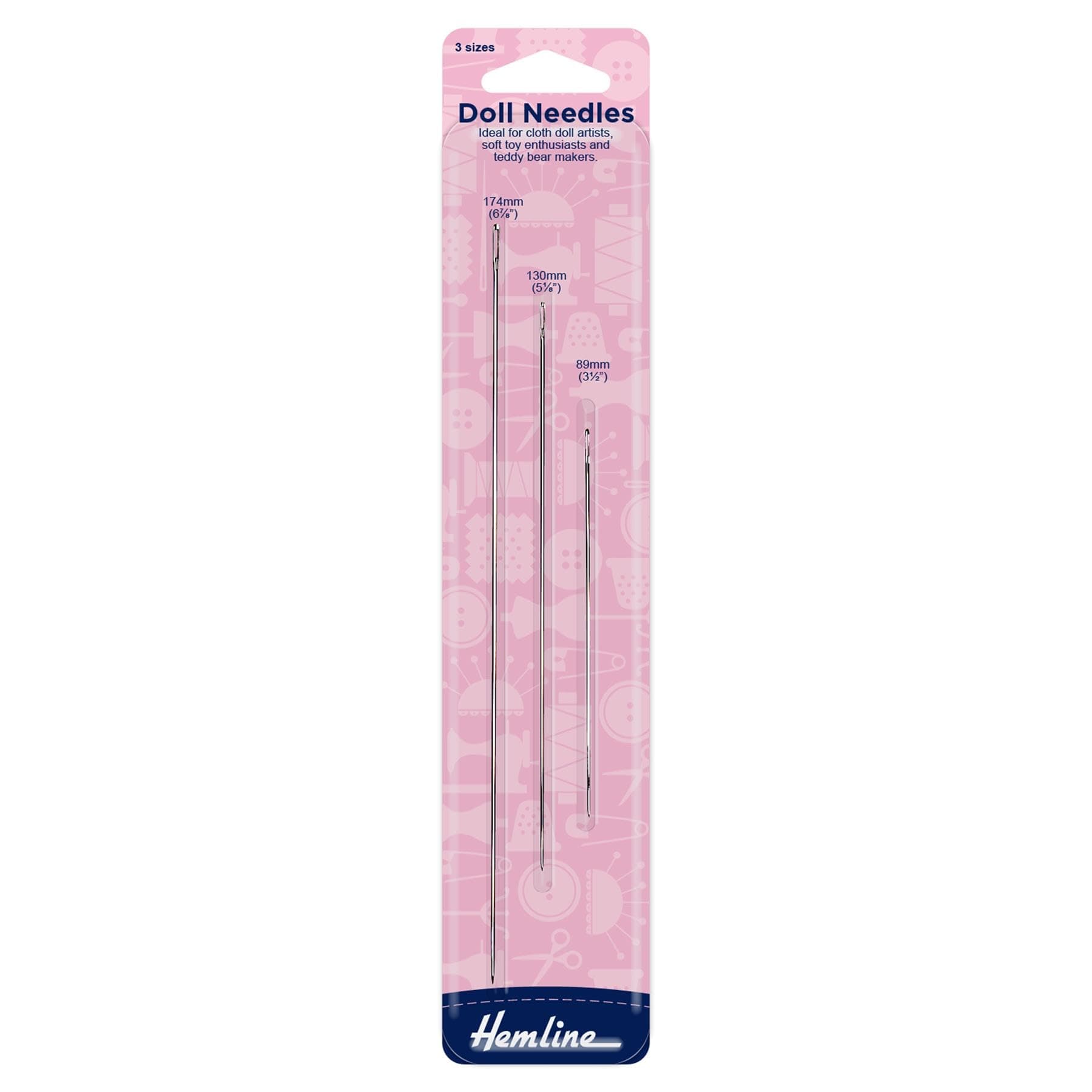 Hand Sewing Doll Needles, Pack of 3, Different Sizes