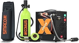 SMACO Scuba Tank with 1L Capacity Mini Scuba Tank Support About 15 Minutes Underwater Breathing Devices Diving Oxygen Tanks Scuba Cylinder for Underwater Sightseeing/Underwater Work/Backup Cylinder