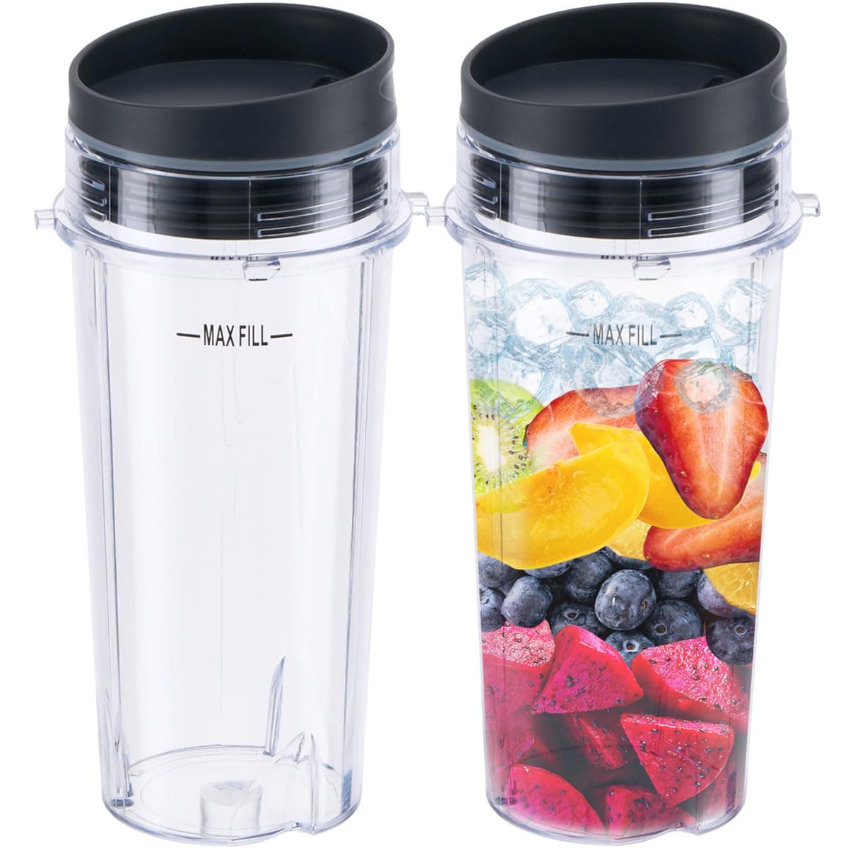 ABTER 16oz Single Serve Blender Replacement Cups with Lids, BPA Free, Eco-Friendly, Fits BL660, BL740, BL770, BL771, BL772, BL780, BL810, BL820, BL830