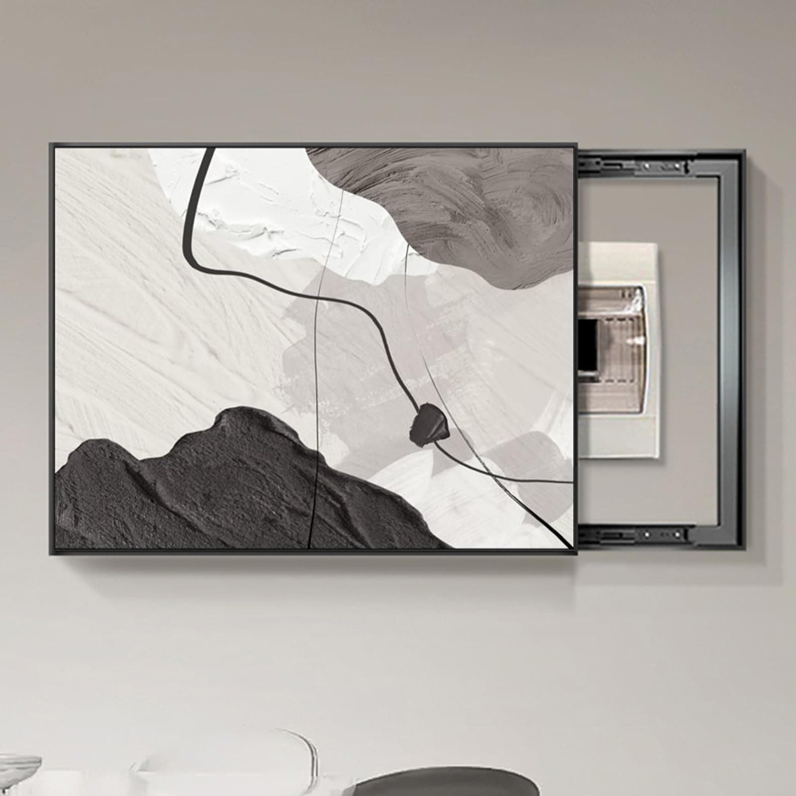 G,80X60cm, Electric Box Cover Push And Pull Modern Decorative Electric Box Cover Electric Meter Box Counters Decoration Hide Paintings Creative Simple Design Distribution Box Painting [Energy Class A]