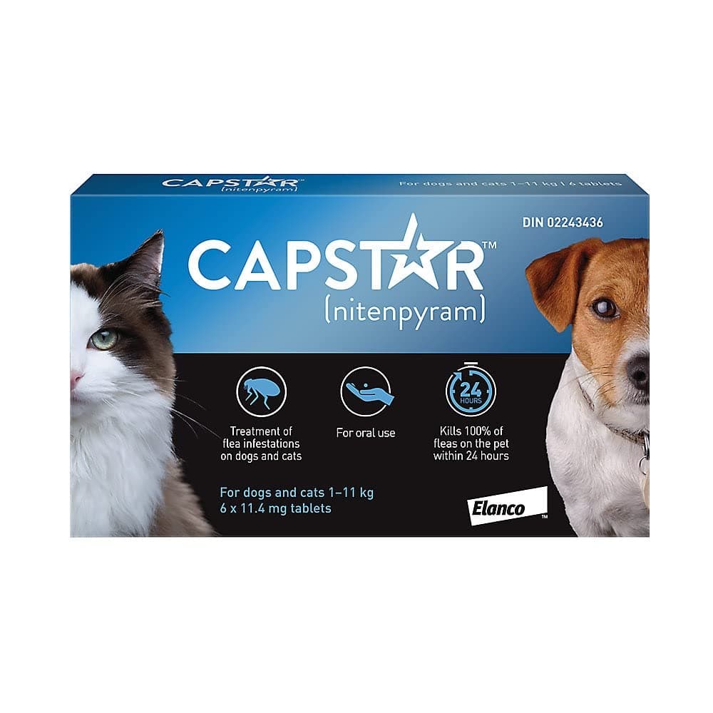 CapstarFlea Tablets for Dogs and Cats, 6 Count, 2-25 lbs, Blue