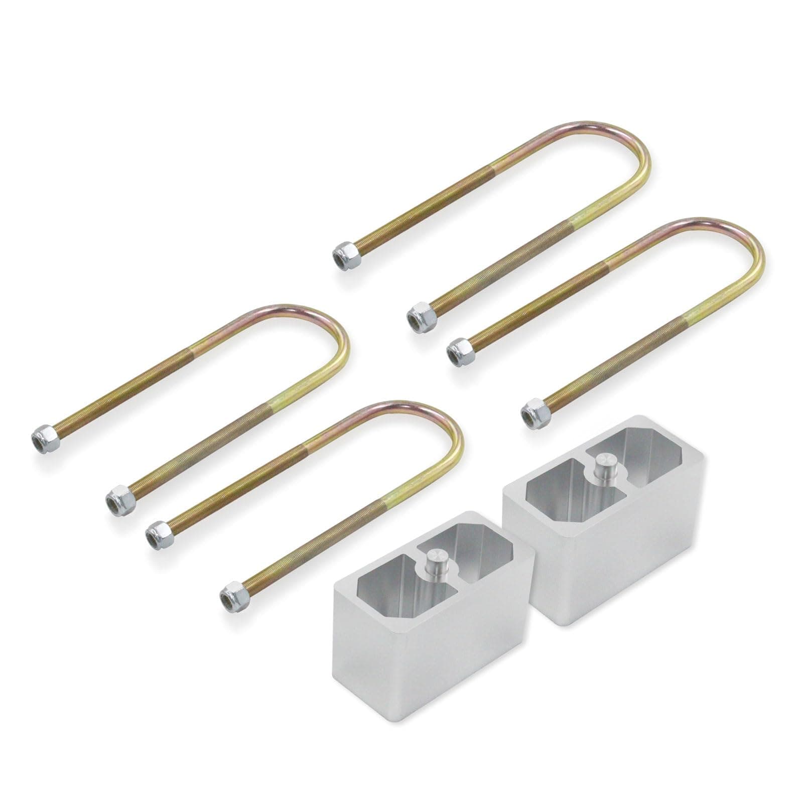 Universal Leaf Spring Lowering Block Kit, 3 Inch, 2-1/2" Wide, 5" Long, Zinc-Plated U-Bolts, Premium Steel Construction for Long-Lasting Finish
