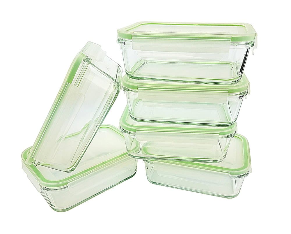 Kinetic GoGreen Glassworks 30 oz 12-Piece Rectangular Oven Safe Glass Food Storage Container Set with Lid; 30 oz Each; 6 Glass Containers & 6 Lids 01018