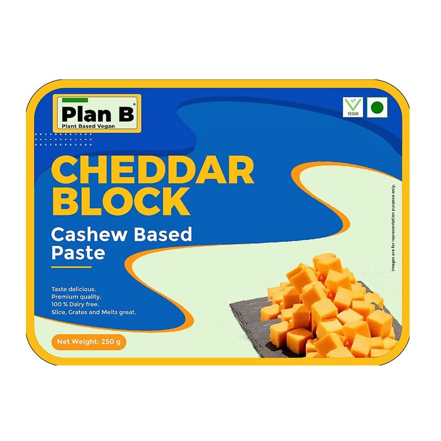 Plan B Vegan Cheddar Cheese Block, 250g (Plant Based MELTABLE, SHREDDABLE, SLICABLE Cheese | Dairy Free and Lactose Free)