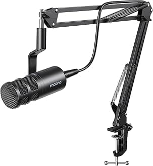 XLR Podcast Dynamic Microphone, Cardioid Studio Mic with Boom Arm for Vocal Recording,Streaming,Gaming, Voice Isolation Technology, Metal Mic, Works for Audio Interface, Mixer-PD100S