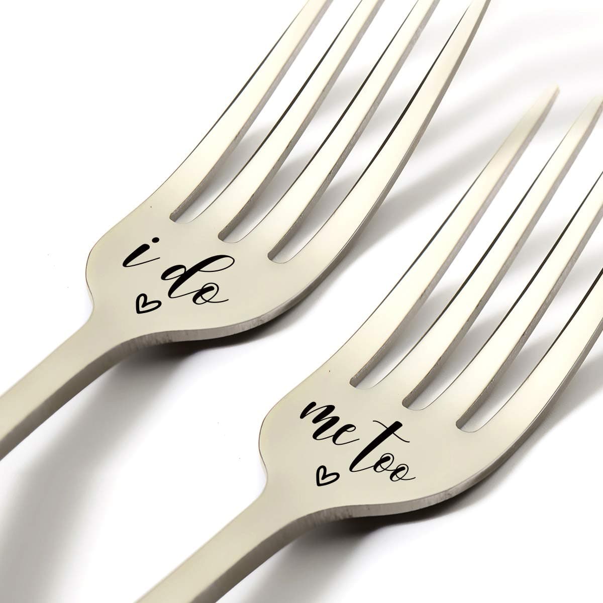 Funny Wedding Gifts for Couples Bride Groom, I Do Me Too Forks Engraved Stainless Steel, Funny Forks Gift, Best Engagement Valentine Anniversary Wedding Christmas Gift