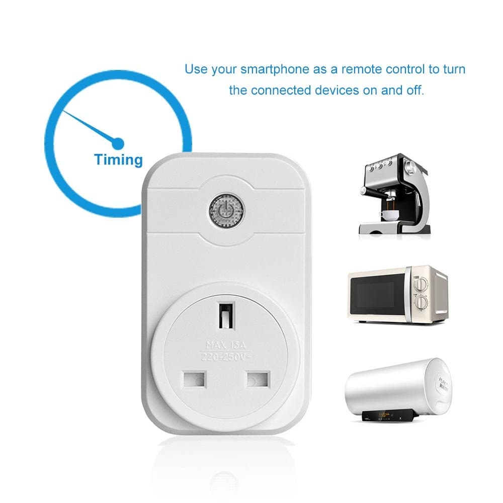 WiFi Smart Plug, Diolumia WiFi Smart UK Plug, Wireless Remote Control, with Timing Function and no bub Required, Compatible with Android and iOS, Amazon Alexa and Google Home Voice Control