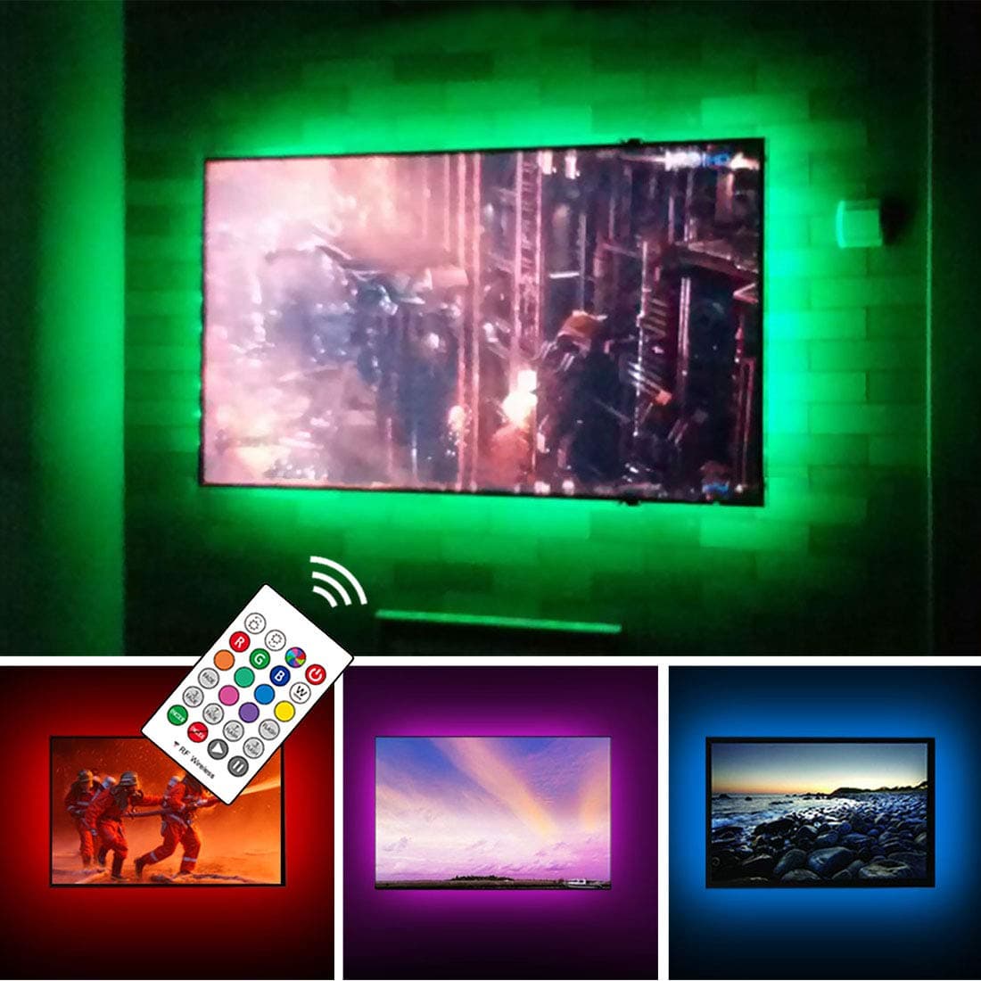CPLIDUSB TV Backlight Kit for 70-82 Inch Smart TV Monitor HDTV Work Space Decor - 4-Side Coverage, Ambient Mood Lighting