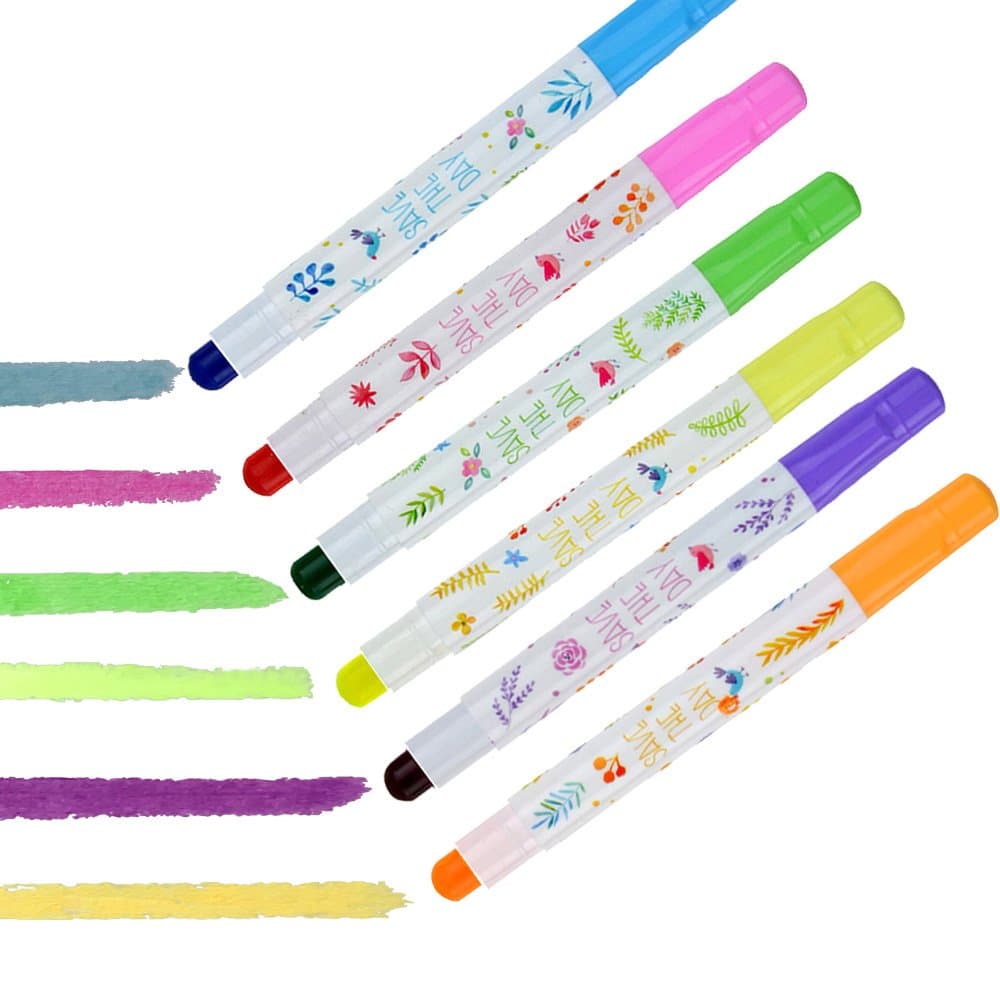 JXTZ Gel Highlighters Solid Highlighter Stick Cute Cool Novelty Solid Accent Pen Office School Supplies Student Children (6 Assorted Color)