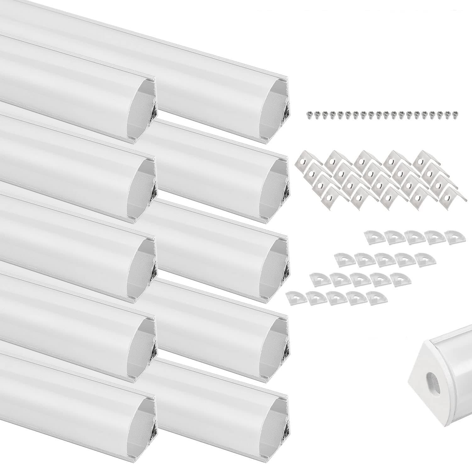 Oniissy LED Aluminum Profile U-Shape 1 m / 3.3 ft, Led Channel with Cover, Led Aluminum Channel and Diffuser for Led Strip Lights with Milky White Cover, End Caps and Metal Mounting Clips