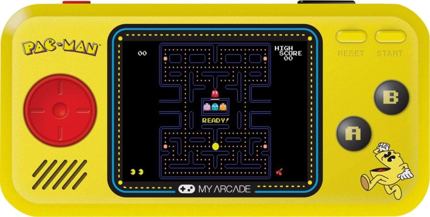 My Arcade Pocket Player Handheld Game Console Pac-Man, Pac-Panic, Pac-Mania, Collectible, Full Color Display, Speaker, Volume Controls, Headphone Jack, Battery or Micro USB Powered - Electronic Games