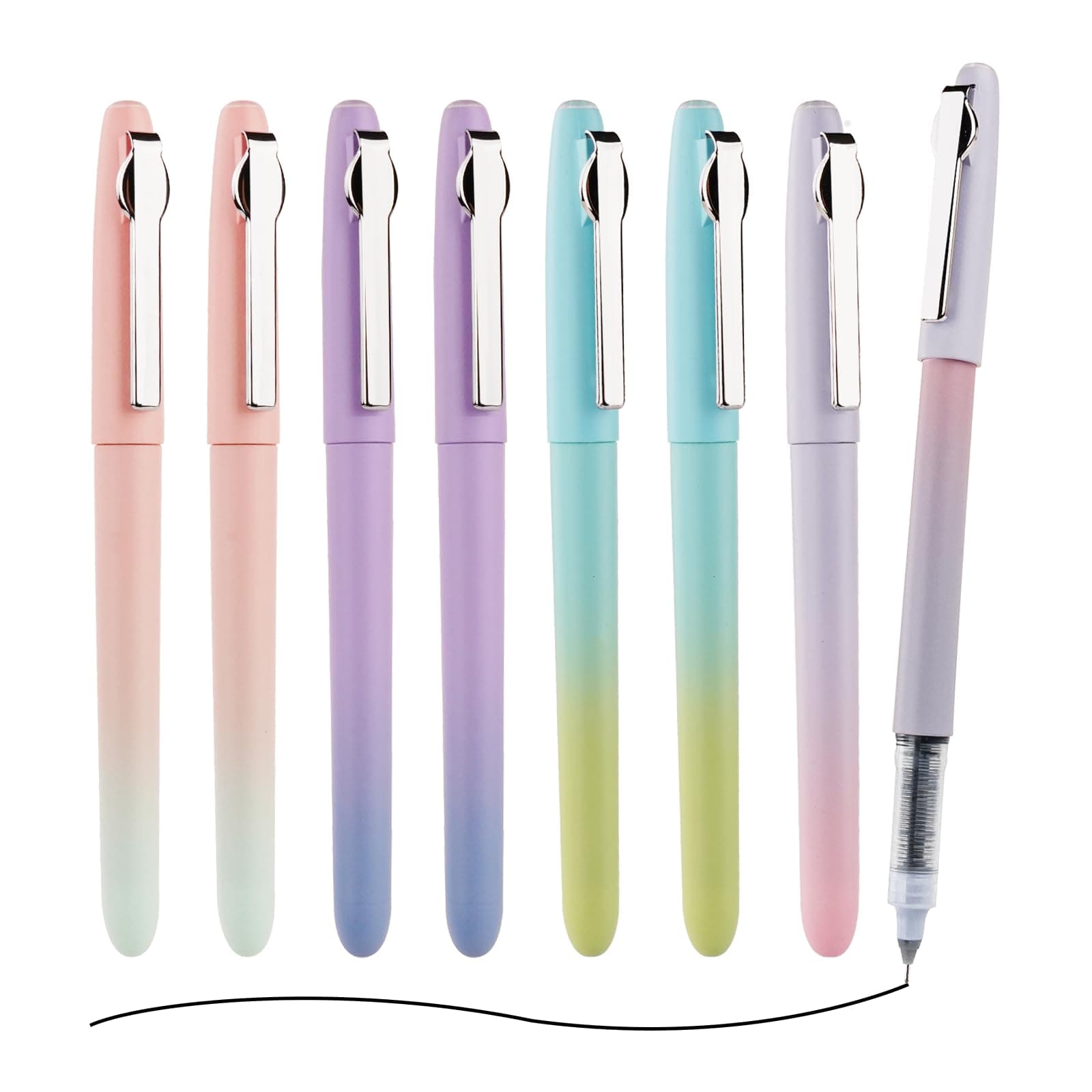 EYEYE 0.5mm Black Liquid Ink Rollerball Pens Needle Tip Quick Dry, 8 Pack Extra Fine Point Pens Smooth Writing Pens for Journaling, Note Taking, Office, School Supplies