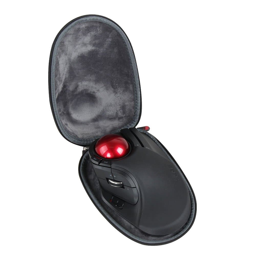 Hard EVA Travel Black Case fits ELECOM Wireless Trackball Mouse Extra Large Ergonomic Design 8-Button Function (M-HT1DRBK)