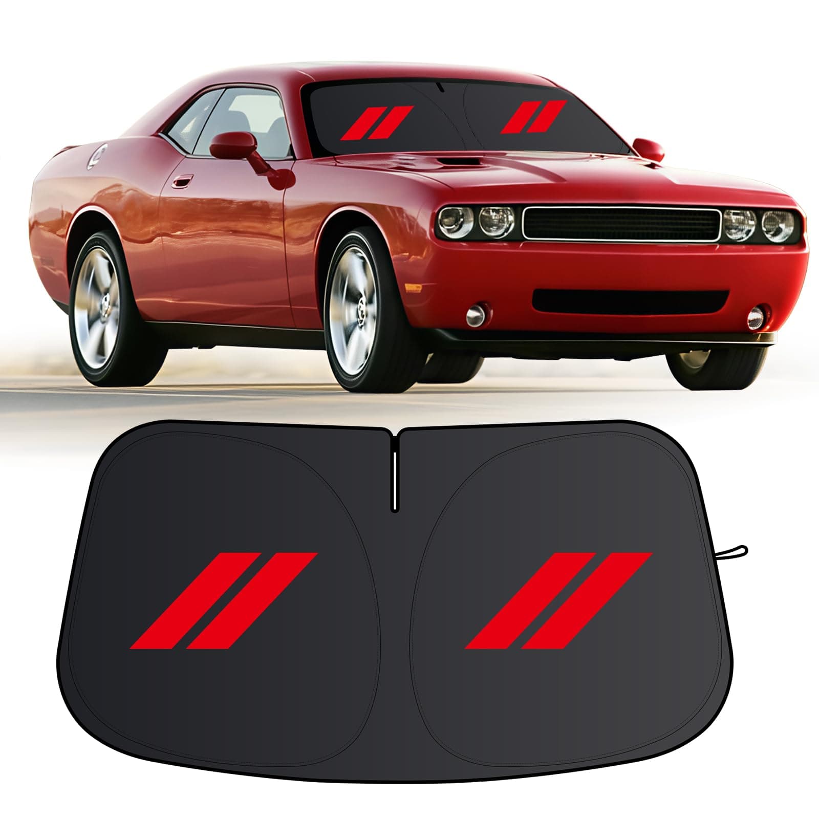 Windshield Sun Shade for Dodge Challenger 2008-2014, 300T Silver Sun Visor Foldable Front Window Sunshade Sun Visor Protector Block UV Rays （2008-2014）